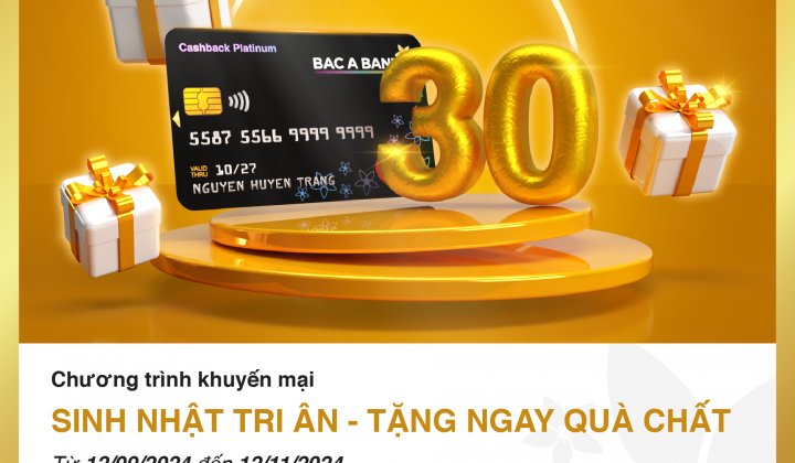 Bac A Bank tặng quà cho khách lần đầu đăng ký mở thẻ tín dụng quốc tế