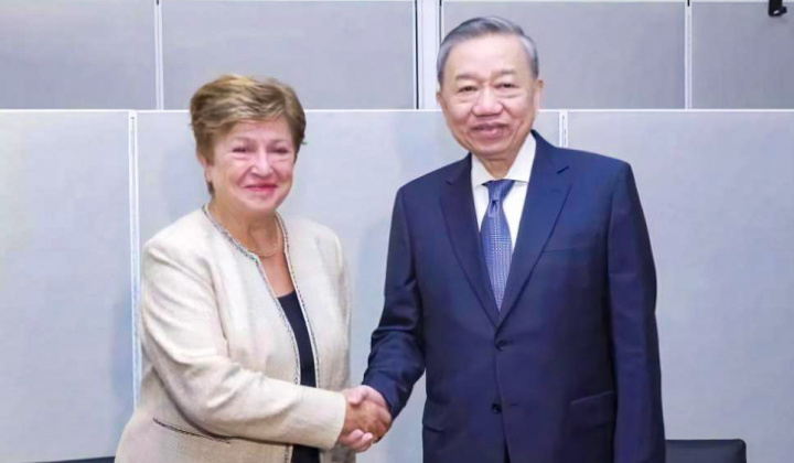 Phó Thống đốc Đào Minh Tú tháp tùng Tổng Bí thư, Chủ tịch nước Tô Lâm tiếp Tổng Giám đốc Quỹ Tiền tệ Quốc tế