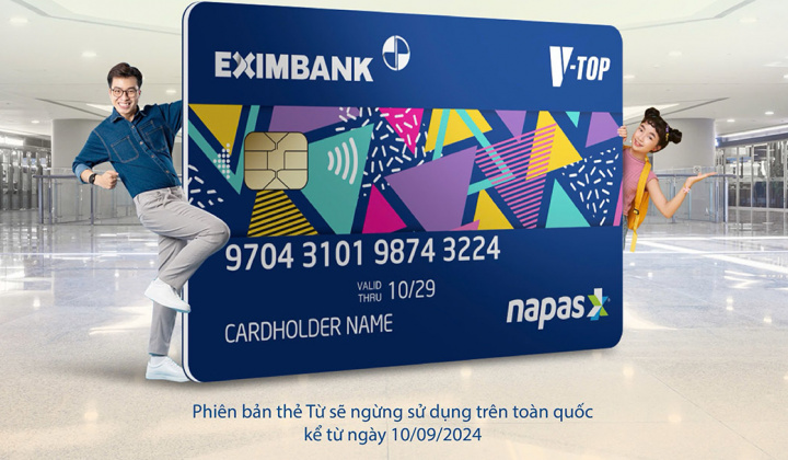 Eximbank chuyển thẻ thanh toán V-TOP phiên bản thẻ từ sang thẻ Chip