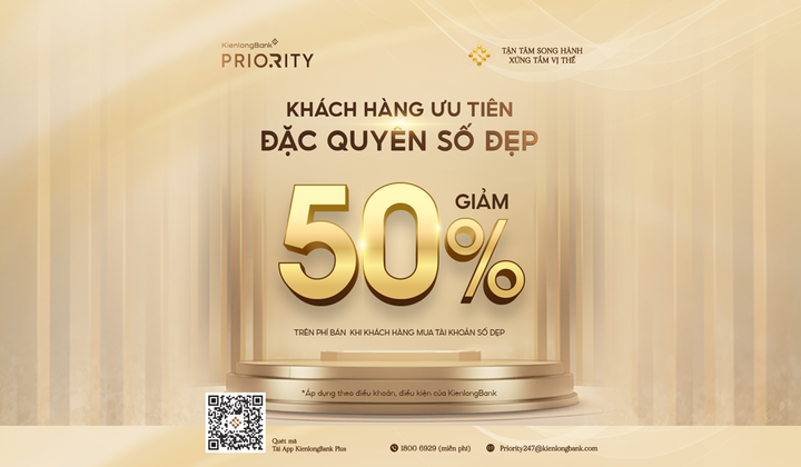 KienlongBank tặng 50% phí đăng ký tài khoản số đẹp cho khách hàng ưu tiên
