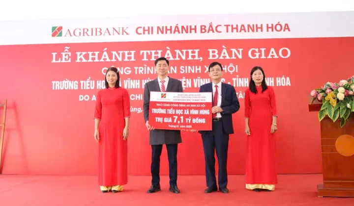 Agribank Bắc Thanh Hóa tài trợ hơn 7,1 tỷ đồng xây Trường tiểu học tại Thanh Hóa