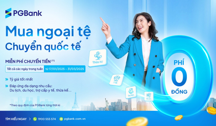 PGBank miễn phí chuyển tiền quốc tế dành cho khách hàng cá nhân