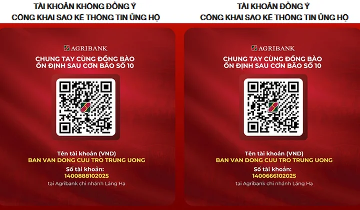 Ủy ban Trung ương Mặt trận Tổ quốc Việt Nam mở tài khoản tại Agribank tiếp nhận ủng hộ đồng bào vùng bão số 10