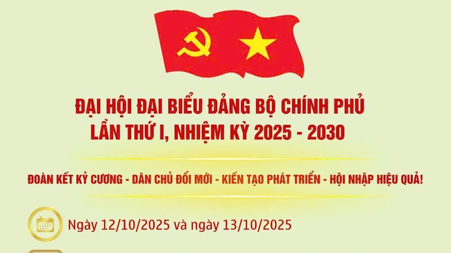 [Infographic] Đại hội đại biểu Đảng bộ Chính phủ lần thứ I, nhiệm kỳ 2025- 2030