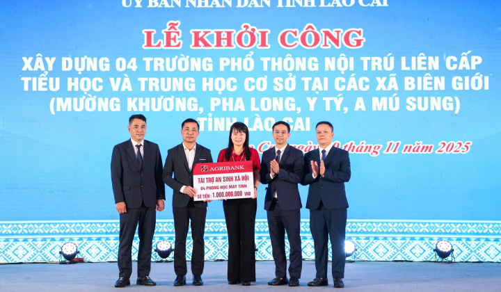 Agribank đồng hành cùng lễ khởi công 4 trường nội trú biên giới Lào Cai và tặng quà cho học sinh khó khăn