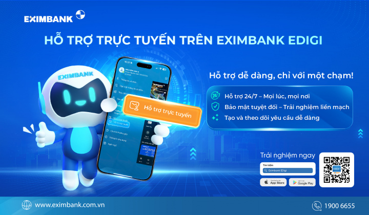 Eximbank EDigi ra mắt ‘Hỗ trợ trực tuyến’, nâng trải nghiệm giao dịch tiện lợi