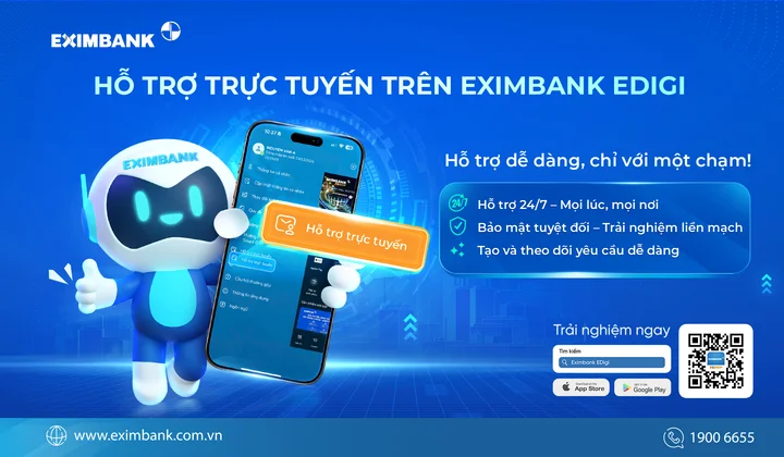Eximbank EDigi ra mắt ‘Hỗ trợ trực tuyến’, nâng trải nghiệm giao dịch tiện lợi