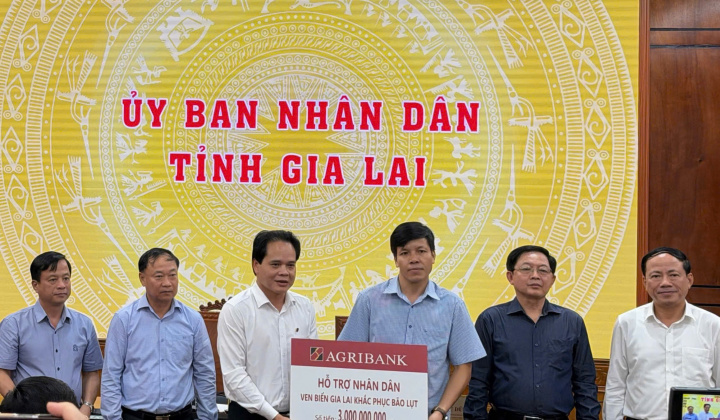 Agribank trao 3 tỷ đồng hỗ trợ nhân dân Gia Lai khắc phục hậu quả bão số 13