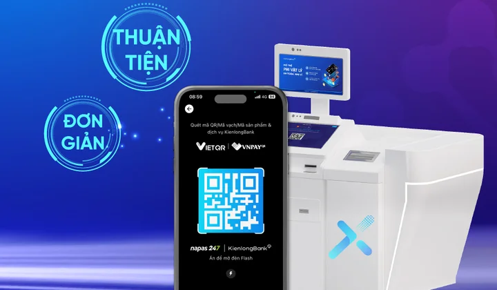 Nộp tiền nhanh qua mã QR trên STM/CDM của KienlongBank