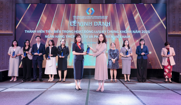 BIDV - Top 10 thành viên tiêu biểu trong hoạt động lưu ký chứng khoán năm 2025