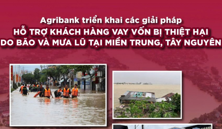 Agribank tiếp tục triển khai chính sách giảm tới 2%/năm lãi suất cho vay hỗ trợ khách hàng bị thiệt hại do bão số 12, 13 và mưa lũ