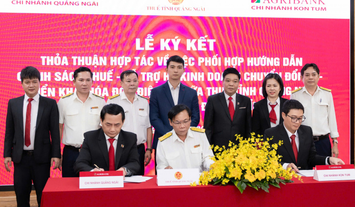 Agribank hợp tác Thuế Quảng Ngãi thúc đẩy chuyển đổi số và hóa đơn điện tử cho hộ kinh doanh
