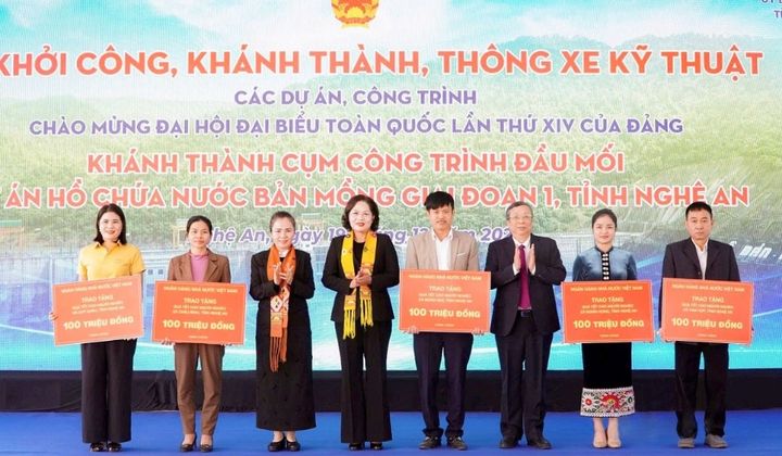 Thống đốc Nguyễn Thị Hồng dự lễ khánh thành Cụm công trình đầu mối Hồ chứa nước Bản Mồng