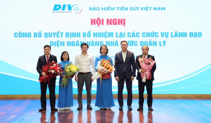 Công bố các Quyết định bổ nhiệm lại các chức vụ lãnh đạo diện Ngân hàng Nhà nước quản lý tại Bảo hiểm tiền gửi Việt Nam