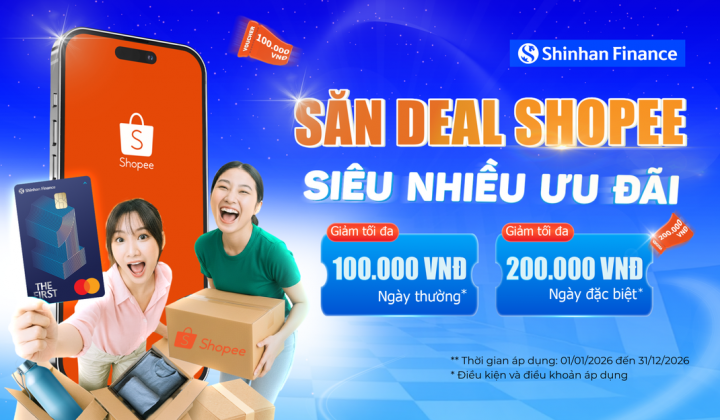 Mua sắm trực tuyến tiết kiệm hơn với thẻ tín dụng THE FIRST của Shinhan Finance