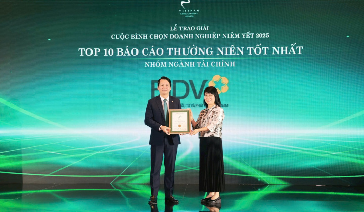 BIDV nhận giải "Báo cáo thường niên tốt nhất" lần thứ 3 liên tiếp