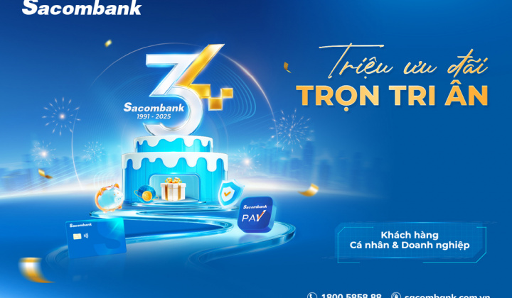 Sacombank tri ân khách hàng hơn 12 tỷ đồng nhân kỷ niệm 34 năm thành lập