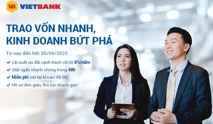 Vietbank dành 2.000 tỷ đồng cho doanh nghiệp vay ưu đãi lãi suất từ 6%/năm
