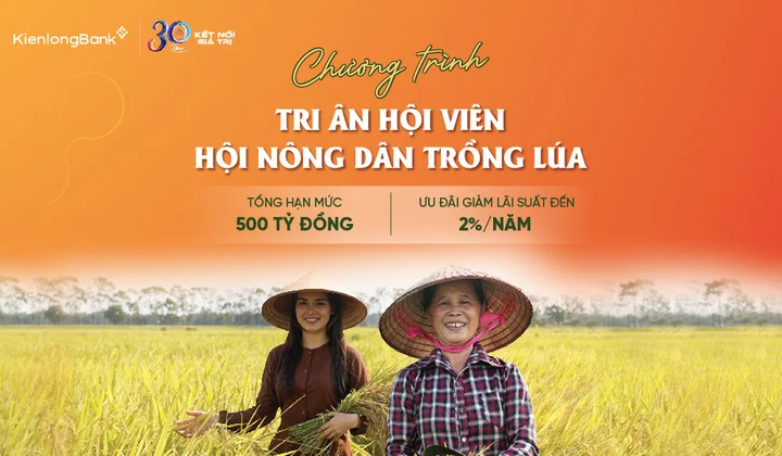 KienlongBank tung gói 500 tỷ đồng tri ân hội viên hội nông dân trồng lúa