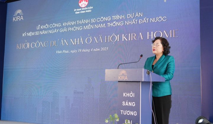 Thống đốc Nguyễn Thị Hồng dự Lễ khởi công dự án nhà ở xã hội Kira Home, tỉnh Vĩnh Phúc