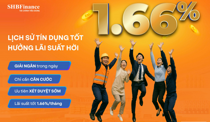 SHBFinance ưu đãi vay tiêu dùng cho khách hàng có điểm tín dụng tốt