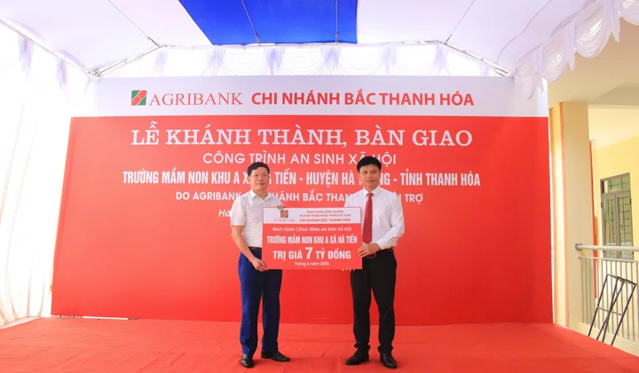 Agribank Bắc Thanh Hóa tài trợ 7 tỷ đồng xây trường mầm non