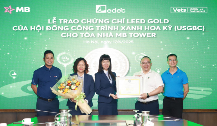 MB chính thức đón nhận Chứng chỉ LEED Gold từ Hội đồng Công trình Xanh Hoa Kỳ cho tòa nhà MB Tower