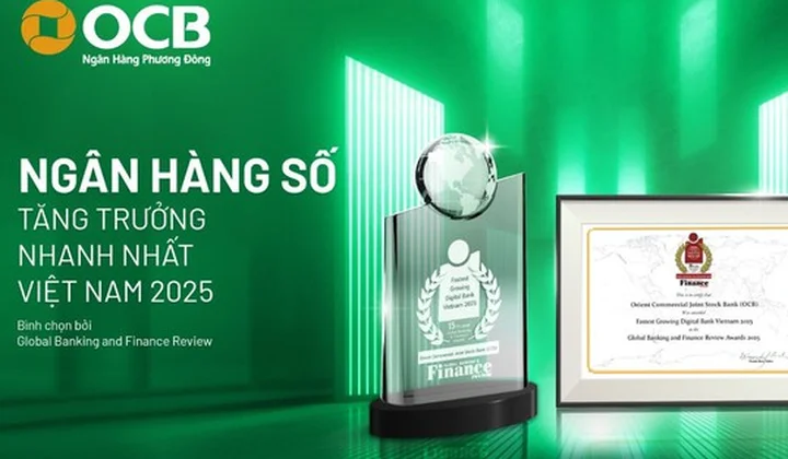 OCB đạt giải Ngân hàng số tăng trưởng nhanh nhất Việt Nam 2025