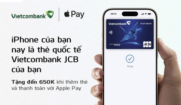Thẻ quốc tế Vietcombank JCB có thể tích hợp thanh toán trên ví Apple Pay