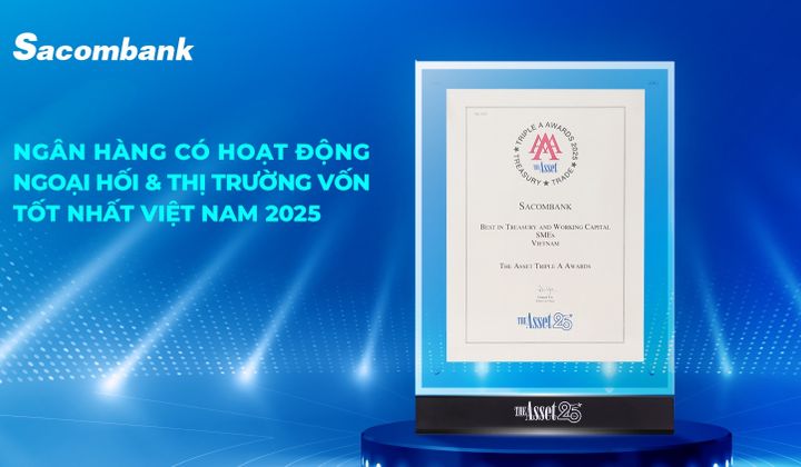 Sacombank 4 năm liền được vinh danh dẫn đầu lĩnh vực ngoại hối và thị trường vốn