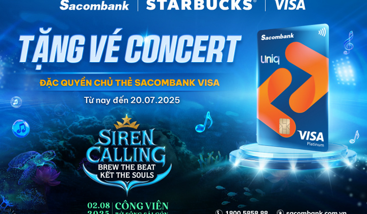 Mở thẻ Sacombank Visa, rinh vé đại nhạc hội