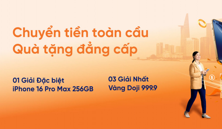 SHB ưu đãi chuyển tiền quốc tế với cơ hội trúng vàng và iPhone 16 Pro Max