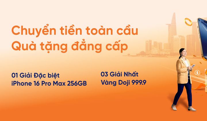 SHB ưu đãi chuyển tiền quốc tế với cơ hội trúng vàng và iPhone 16 Pro Max