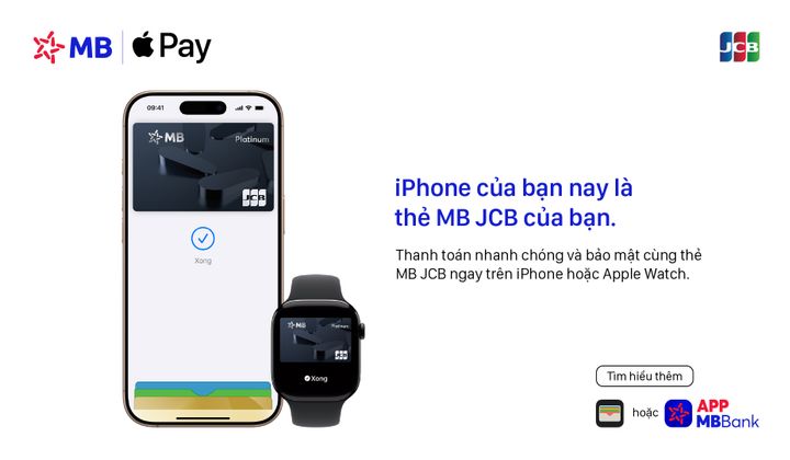 MB và VPBank triển khai Apple Pay cho thẻ JCB