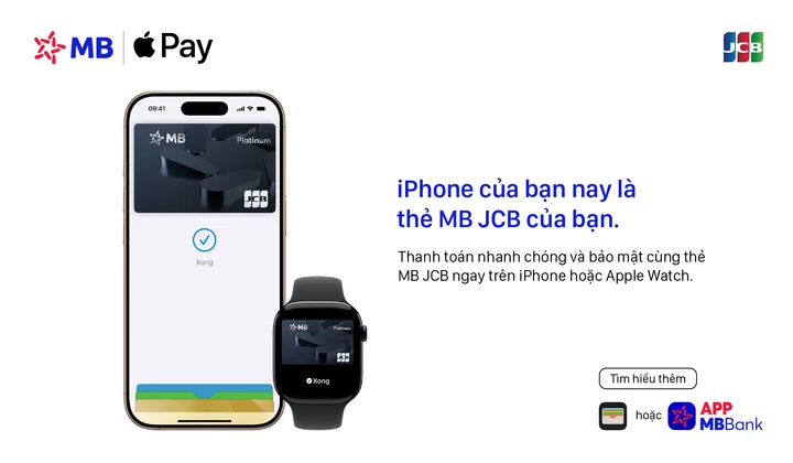 MB và VPBank triển khai Apple Pay cho thẻ JCB