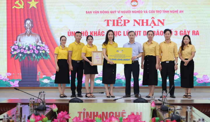 PVcomBank hỗ trợ 1 tỷ đồng giúp Nghệ An khắc phục hậu quả bão số 3