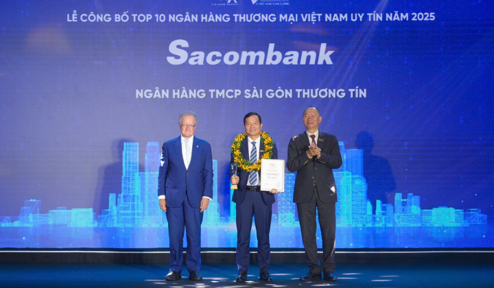 Sacombank vào Top 10 Ngân hàng Thương mại Việt Nam uy tín 2025