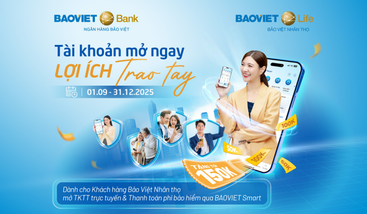BAOVIET Bank triển khai ưu đãi “Tài khoản mở ngay - Lợi ích trao tay”