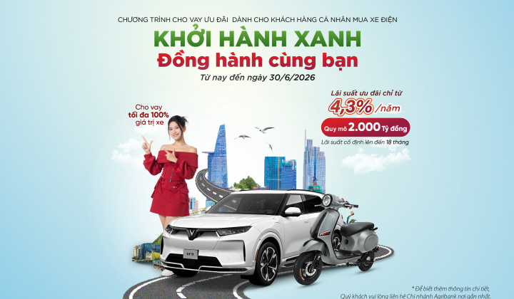 Agribank triển khai gói vay ưu đãi hỗ trợ khách hàng mua xe điện