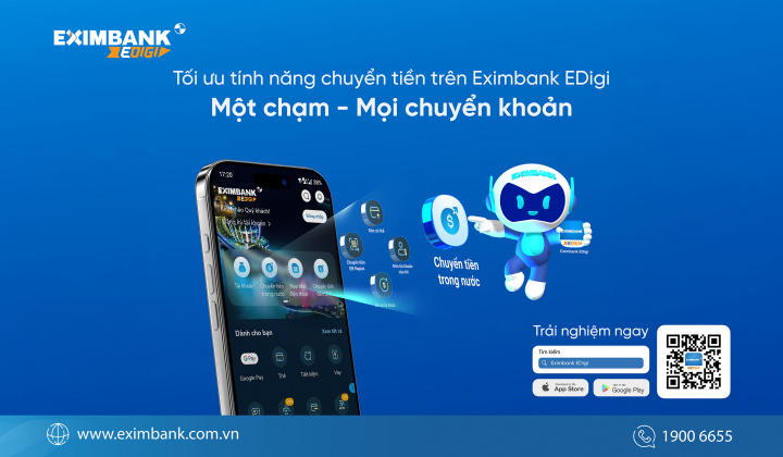 Chuyển tiền tiện lợi hơn với Eximbank EDigi