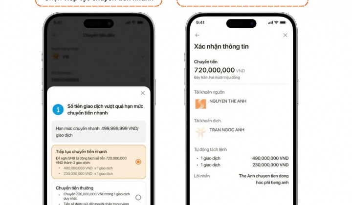 SHB ra mắt tính năng chuyển tiền tách lệnh tự động trên SHB SAHA