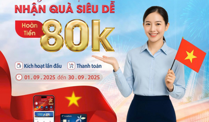 Co-opBank ưu đãi “Mừng đại lễ - Nhận quà siêu dễ” dịp Quốc khánh 2/9