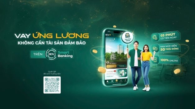 “Vay ứng lương” an toàn, tự động trên BIDV SmartBanking