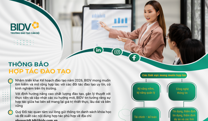Viện Đào tạo BIDV mở rộng hợp tác đào tạo năm 2026