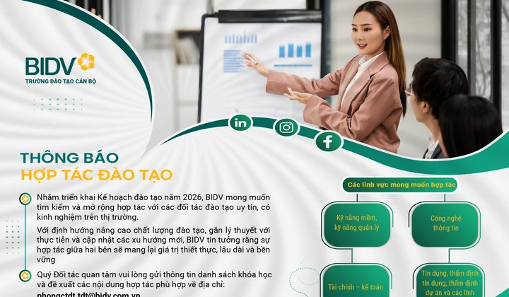 Viện Đào tạo BIDV mở rộng hợp tác đào tạo năm 2026