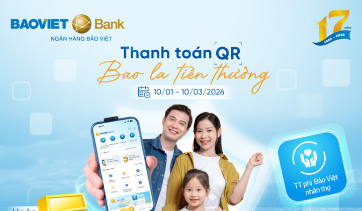 BAOVIET Bank triển khai chương trình hoàn tiền 5% cho giao dịch thanh toán bảo hiểm qua mã QR