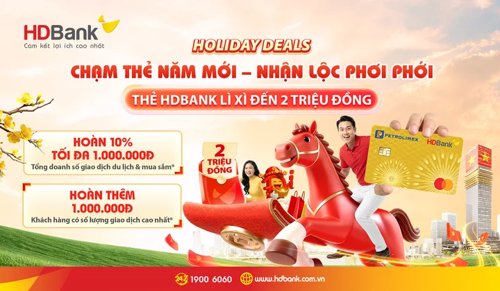 HDBank triển khai ưu đãi hoàn tiền thẻ tín dụng dịp Tết 2026