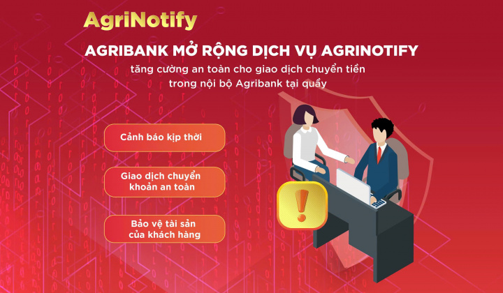 Agribank nâng cao cảnh báo tài khoản người nhận có dấu hiệu nghi ngờ gian lận, lừa đảo tại quầy giao dịch
