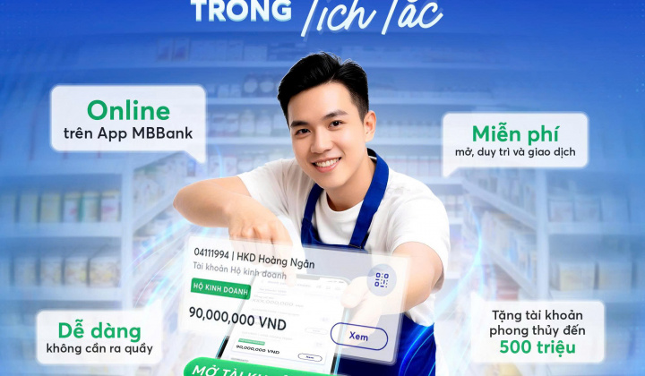 MB ra mắt tính năng mở tài khoản hộ kinh doanh trực tuyến 100%