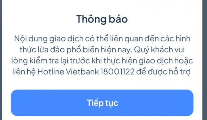 VietBank tăng cường kiểm soát rủi ro giao dịch trên ngân hàng số